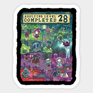 Adulting Level 28 Completed Birthday Gamer Sticker